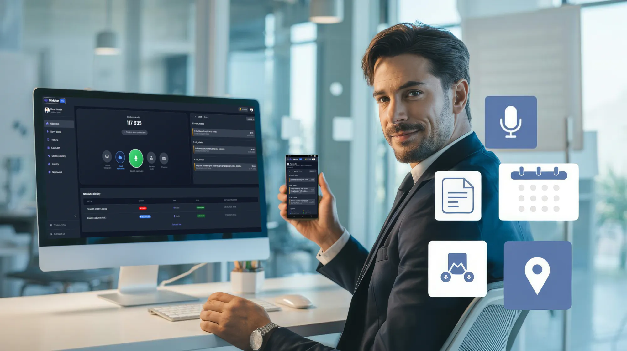Diktátor aplikace ukázka pro business